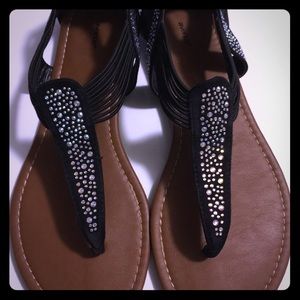 Avenue Black Rhinestone Sandals